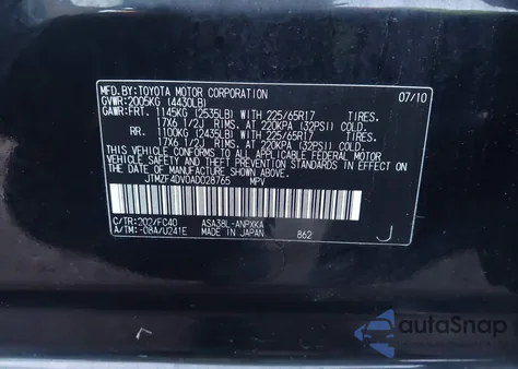 2010 Toyota Rav4 z USA, uszkodzony, nr VIN JTMZF4DV0AD028765